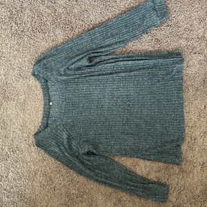 Gray Ribbed Long Sleeve Top